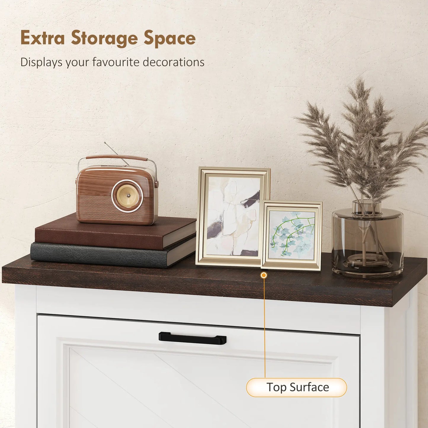 Shoe Cabinet with 3 Flip Drawers, Farmhouse Narrow Shoe Storage Cabinet with Adjustable Shelves, White Shoe Storage Cabinets & Racks at Gallery Canada