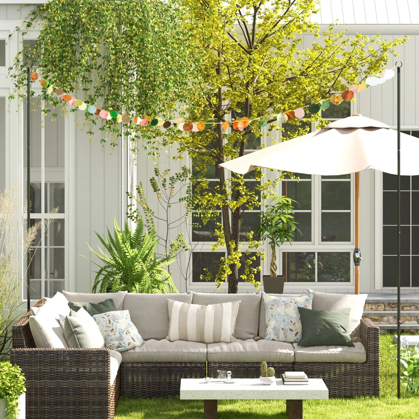 2 Pack 10' String Light Poles, Steel Hanging Stand, Black Lighting & Ceiling Fans at Gallery Canada