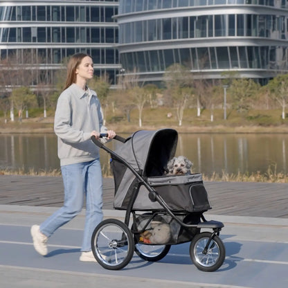 3 Big Wheels Pet Stroller, Small Medium Dogs, Cats, Folding Carrier, Adjustable Canopy, Black Dog Bike Trailers & Strollers at Gallery Canada