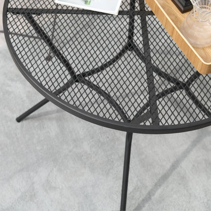 35" Round Patio Dining Table, Steel with Mesh Tabletop, Black Patio Side Tables at Gallery Canada