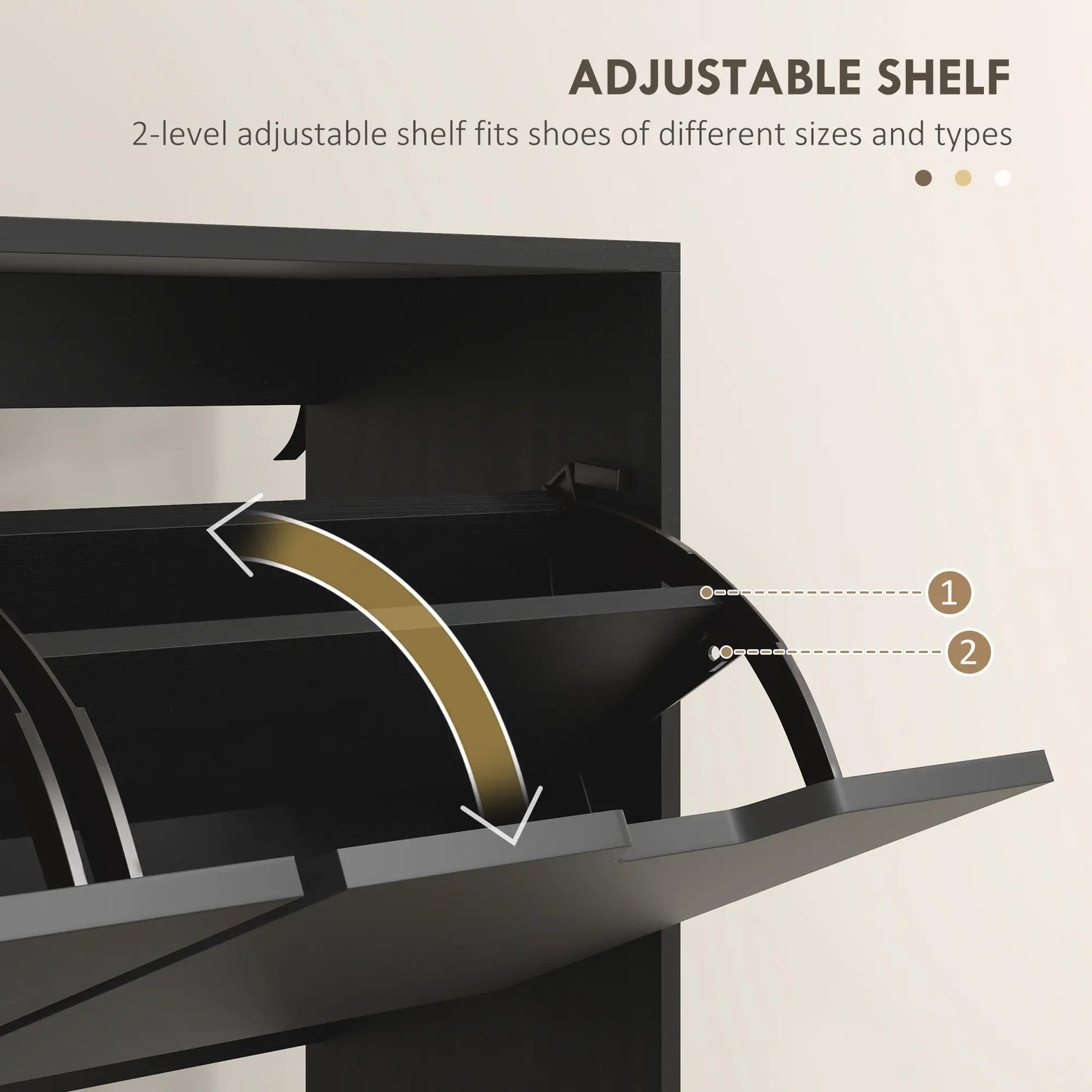 Shoe Storage Cabinet, 4 Flip Drawers, Adjustable Shelf, Holds 8-16 Pairs, Black Shoe Storage Cabinets & Racks at Gallery Canada