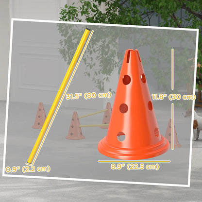 Dog Agility Hurdle Set, 6 Cones & Poles, Orange Dog Agility Training Equipment at Gallery Canada