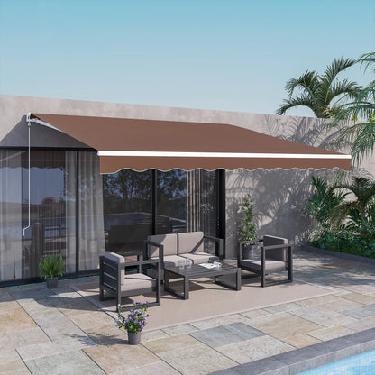 13' x 10' Electric Retractable Awning, Sun Shade Shelter with Remote, Manual Crank, Aluminum Frame Deck Awnings at Gallery Canada