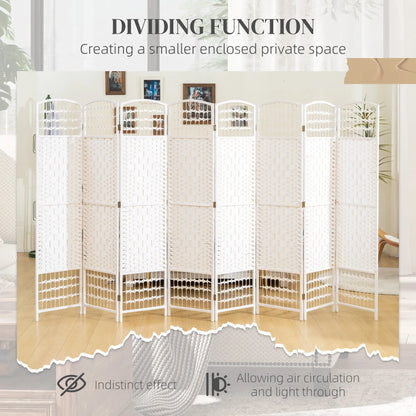 8 Panel Folding Room Divider, Portable Privacy Screen, White Room Dividers at Gallery Canada