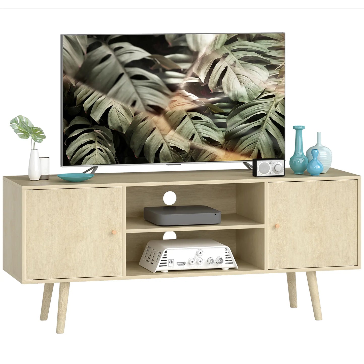 TV Stand For TVs Up To 55 Inches, Storage Shelves, Wood Legs TV Stands at Gallery Canada