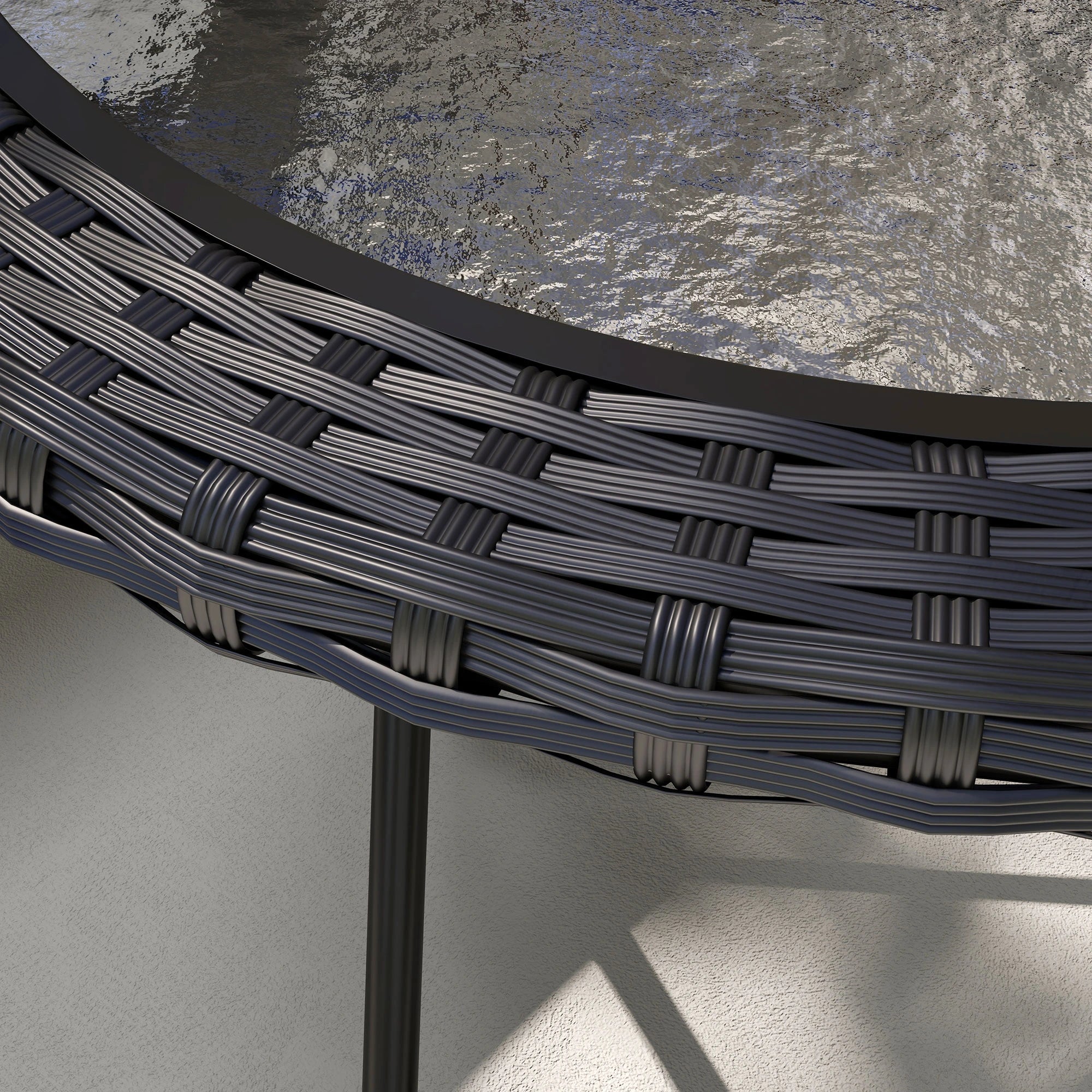 Folding Round Tempered Glass Table, Metal Frame, Black Patio Side Tables at Gallery Canada