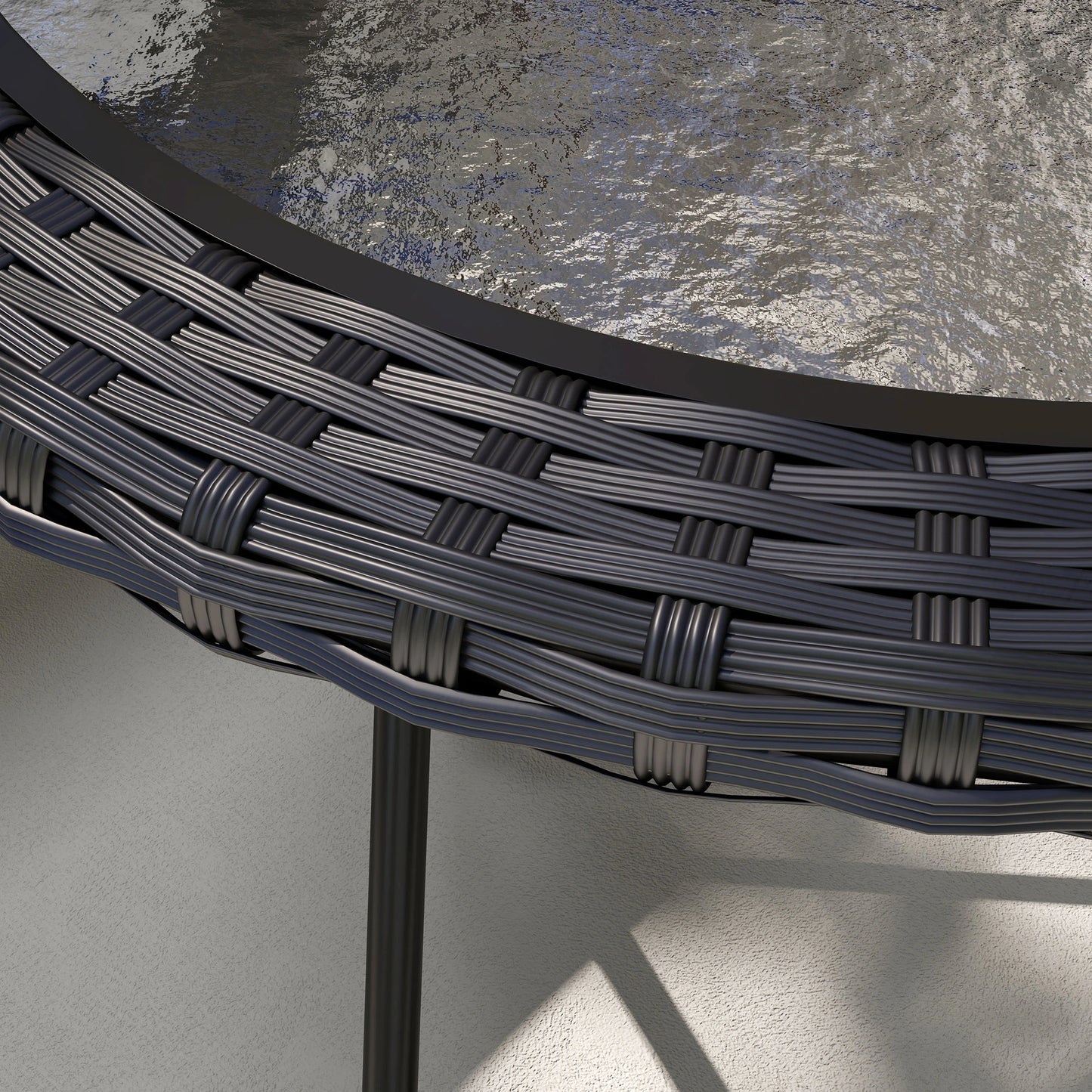 Folding Round Tempered Glass Table, Metal Frame, Black Patio Side Tables at Gallery Canada