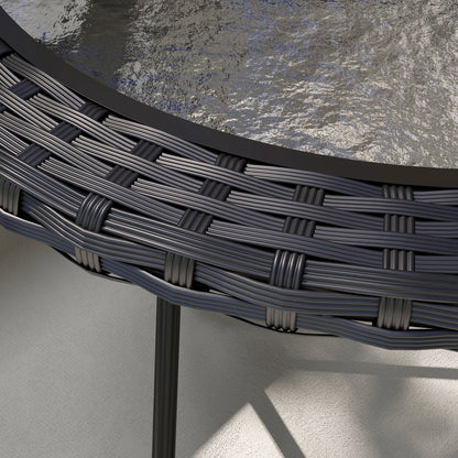 Folding Round Tempered Glass Table, Metal Frame, Black Patio Side Tables at Gallery Canada