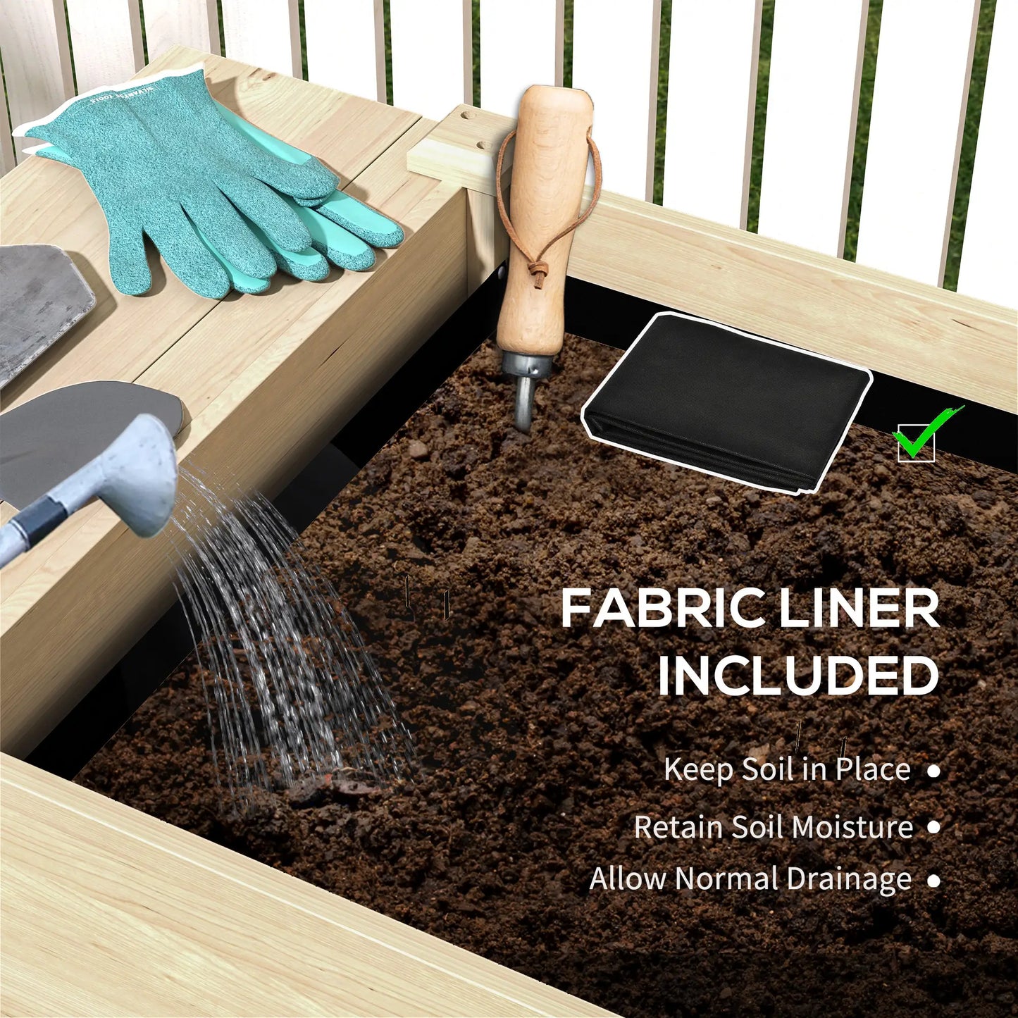 Raised Garden Bed, Wood Planter Box with Side Table, Natural Raised Garden Beds at Gallery Canada