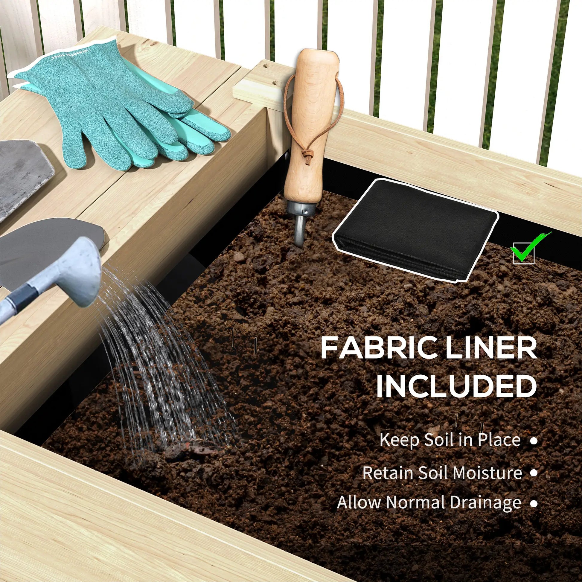 Raised Garden Bed, Wood Planter Box with Side Table, Natural Raised Garden Beds at Gallery Canada