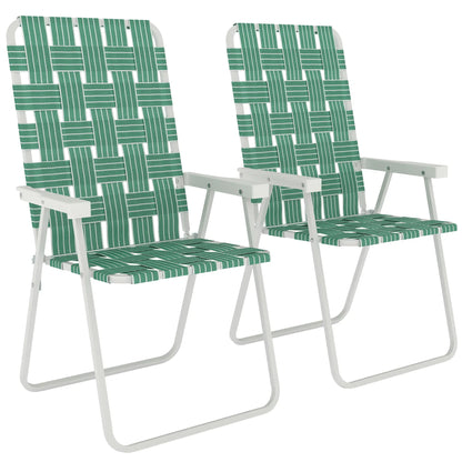 Set Of 2 Folding Patio Chairs, Portable With Armrests, Green Patio Chairs at Gallery Canada