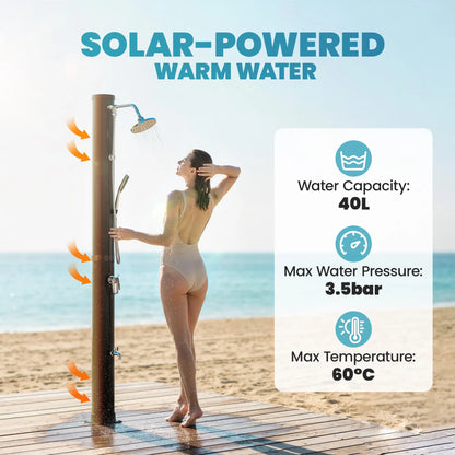 10.6 Gal Solar Heated Outdoor Shower, 7.2 FT, 2 Shower Heads Outdoor Swimming Pools & Hot Tubs at Gallery Canada