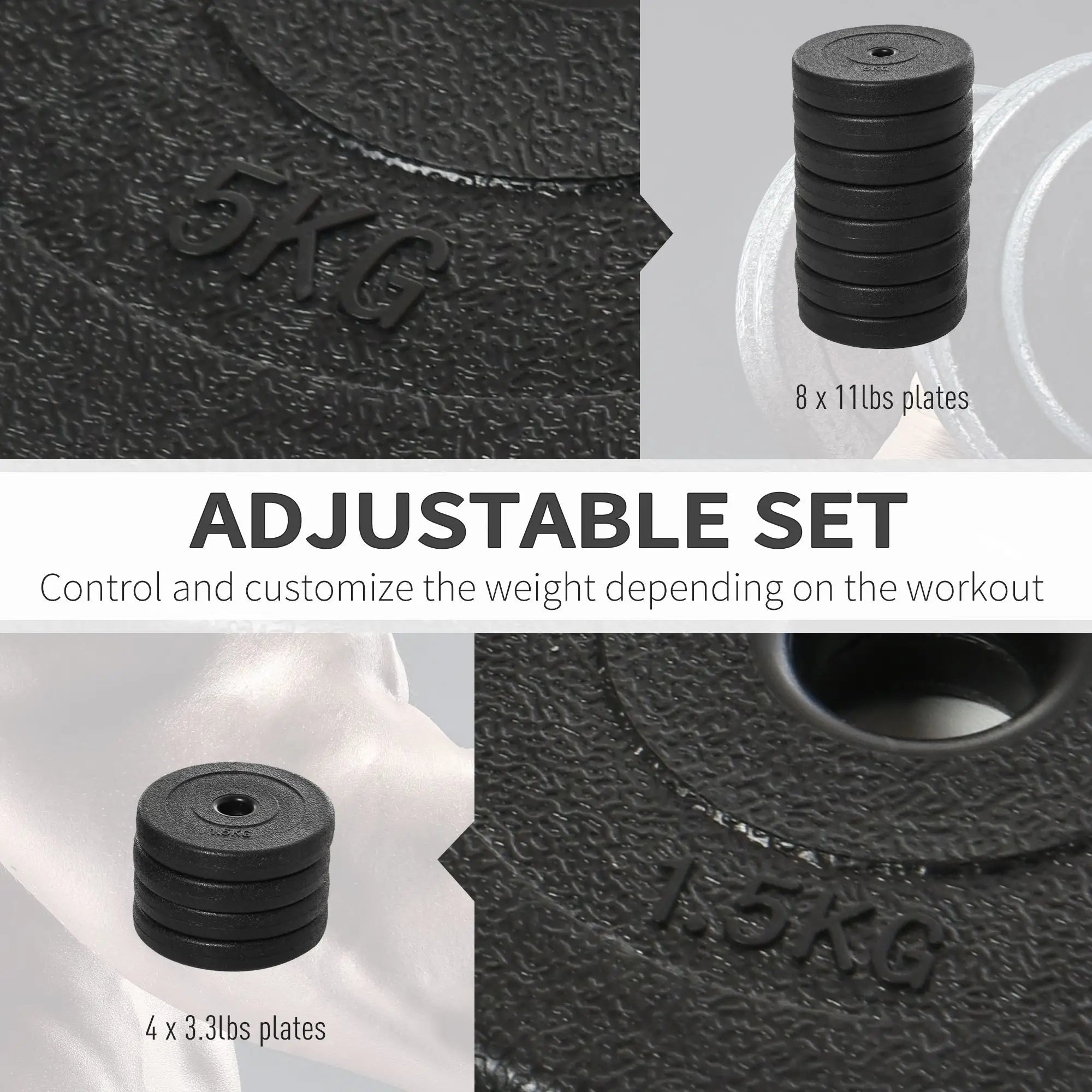 Adjustable 2 x 55lbs Dumbbell Set, Weight Training, Home Gym, Black Dumbbells & Barbells at Gallery Canada