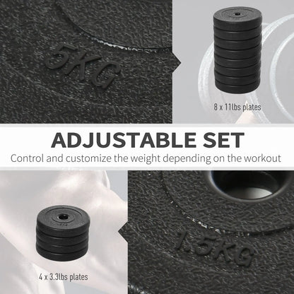 Adjustable 2 x 55lbs Dumbbell Set, Weight Training, Home Gym, Black Dumbbells & Barbells at Gallery Canada