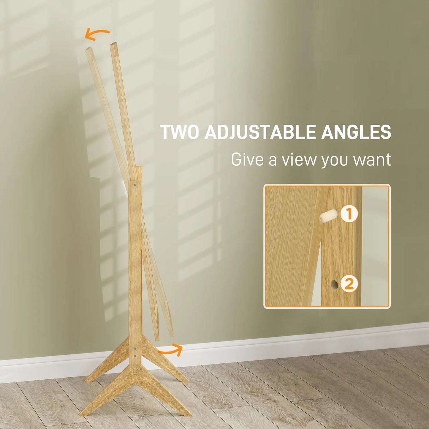 Adjustable Angle Full Length Mirror, Oak Full Length Mirrors at Gallery Canada