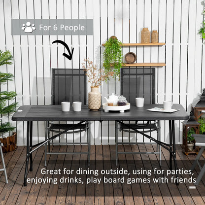 Foldable Rectangular Patio Dining Table for 6, Dark Grey Patio Dinning Tables at Gallery Canada