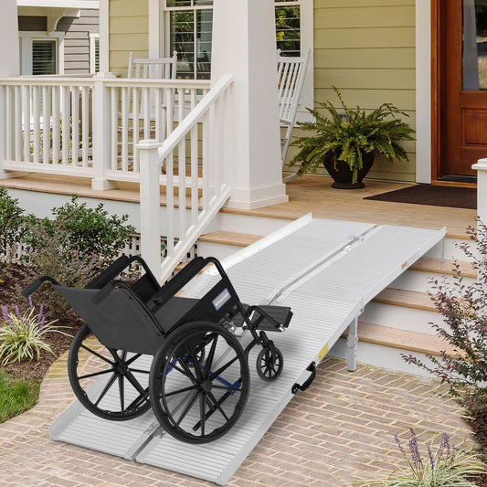 8.1ft Wheelchair Ramp Foldable Portable Scooter Mobility Easy Access Carrier Ramp with Carrying Handle Aluminum Alloy - Gallery Canada