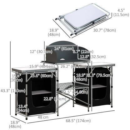 Aluminum Camping Table, Folding Kitchen with Windshield, Cupboards, Carrying Bag Picnic Tables & Camping Chairs at Gallery Canada