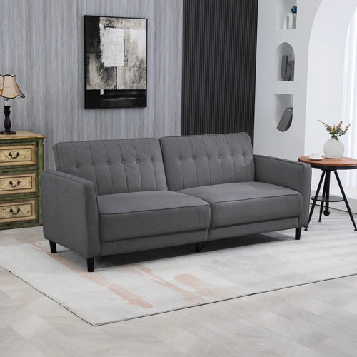Convertible Bed with Couch, Adjustable Back Sofa Bed, Charcoal Grey