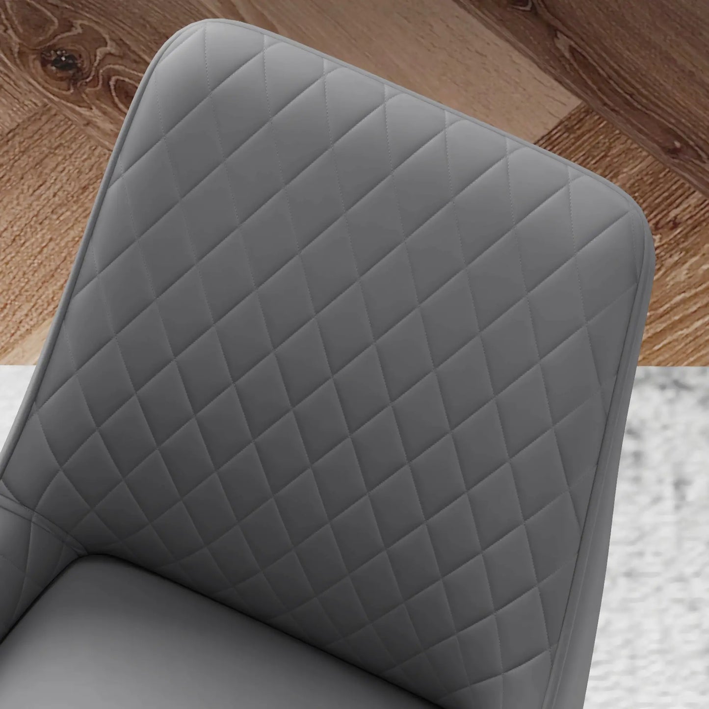 Modern Dining Chairs Set of 4, PU Leather, Metal Legs, Grey Bar Stools at Gallery Canada