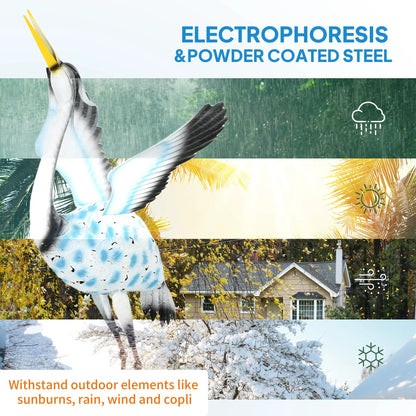 Flying Crane Garden Statue, 42.5" Steel Lawn Ornament, Mixed Colour Garden Decor at Gallery Canada