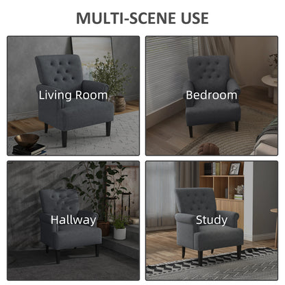 Fabric Accent Armchair, Modern Living Room Chair, Wood Legs, Grey Single Sofas at Gallery Canada