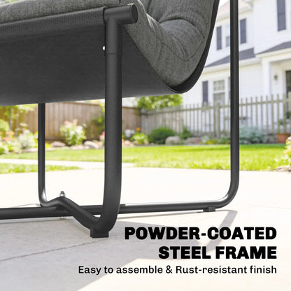 Outdoor Patio Chair, Comfy Sling Lounge With Cushion, Steel Frame, Dark Grey Patio Chairs at Gallery Canada