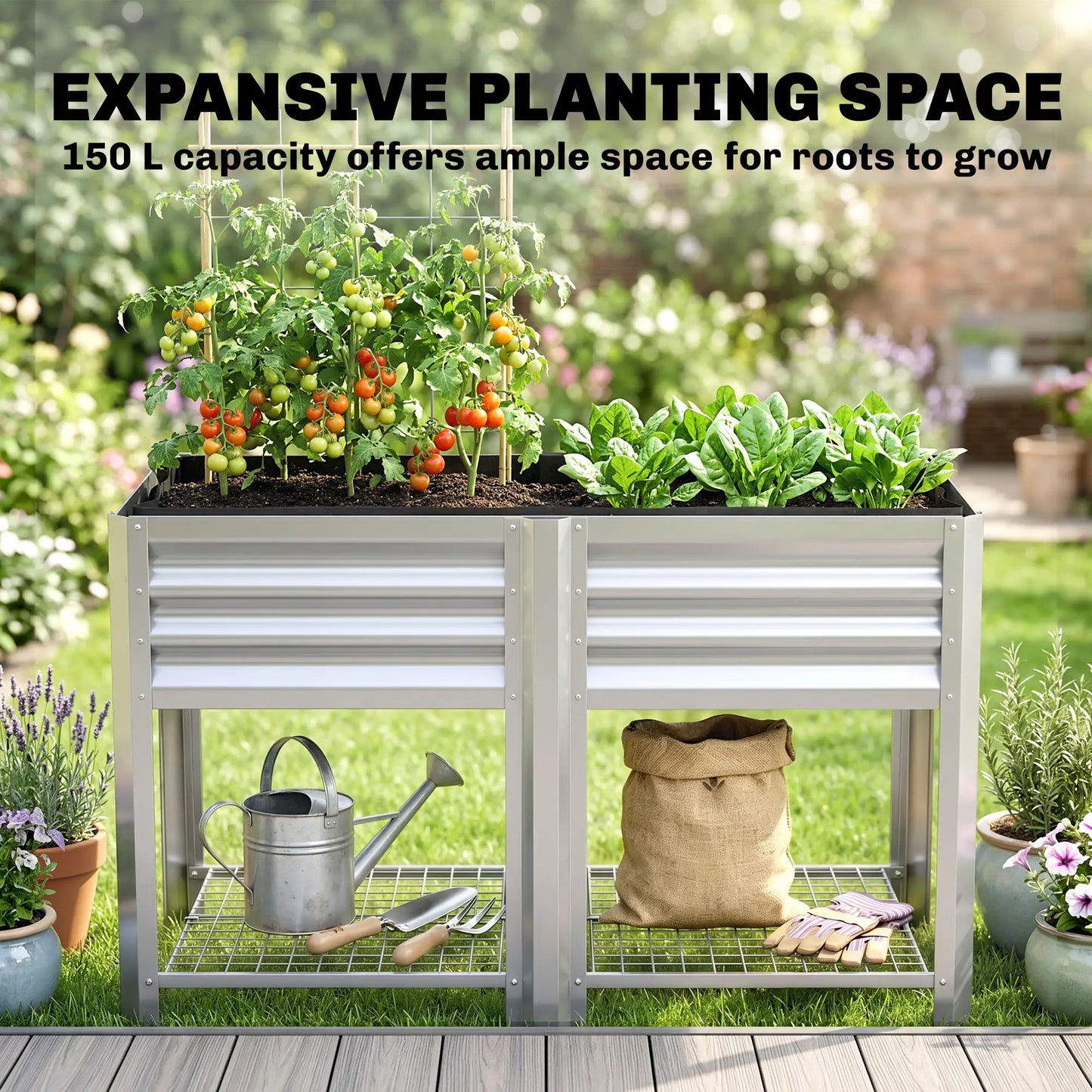 Raised Garden Bed With Legs, 31.5", Silver Elevated Garden Beds at Gallery Canada