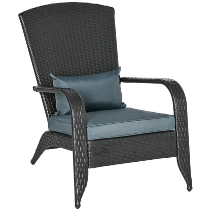 PE Rattan Adirondack Chair, Outdoor Fire Pit Chair with Cushions, Light Grey Patio Chairs Deep Brown Rattan, Light Grey Fabric at Gallery Canada