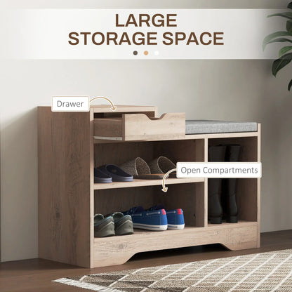Upholstered Shoe Storage Bench, Seat, Drawer, 3 Shelves, Grey Shoe Storage Cabinets & Racks at Gallery Canada