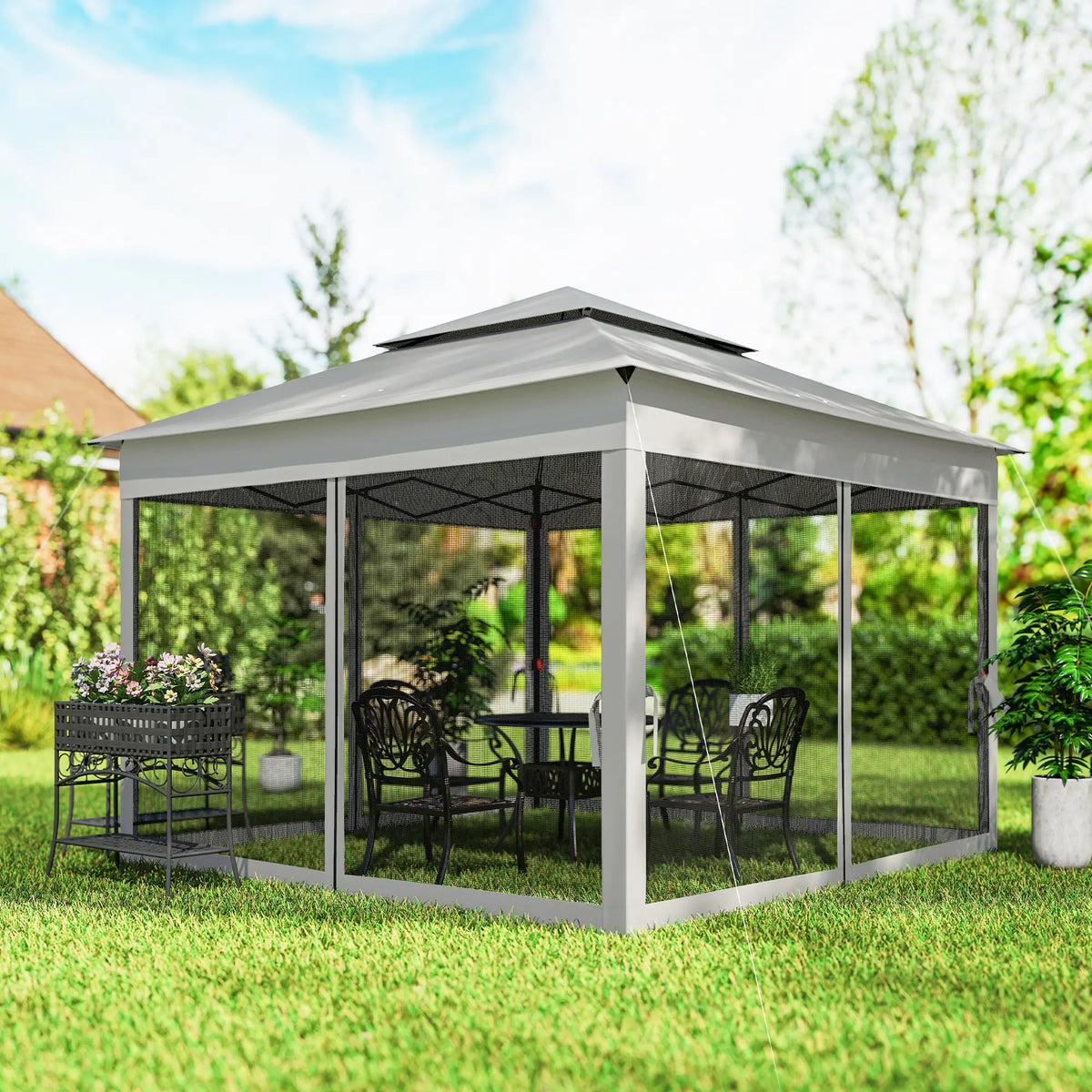 11' x 11' Pop Up Canopy Tent, Light Grey