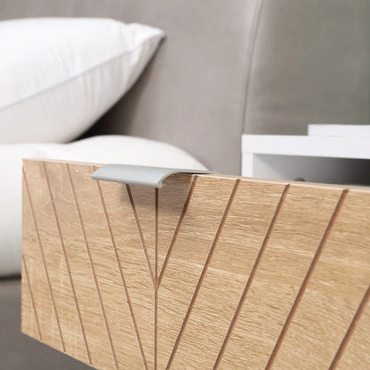Modern Bedside Table, 2 Drawers, Steel Frame, Oak, White Bedside Tables at Gallery Canada