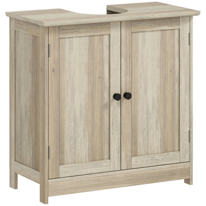 Bathroom Vanity, 24" Pedestal Sink Bathroom Vanity Furniture with 2 Doors and Shelf, Grey Wood Grain Sink Cabinets at Gallery Canada