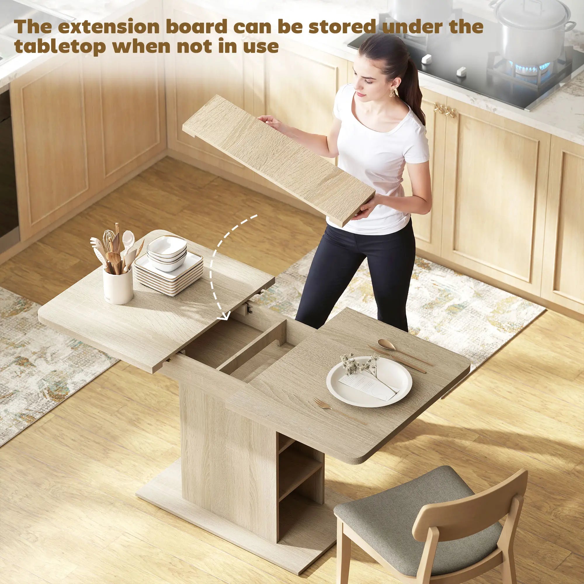 Extendable Dining Table, 43.3