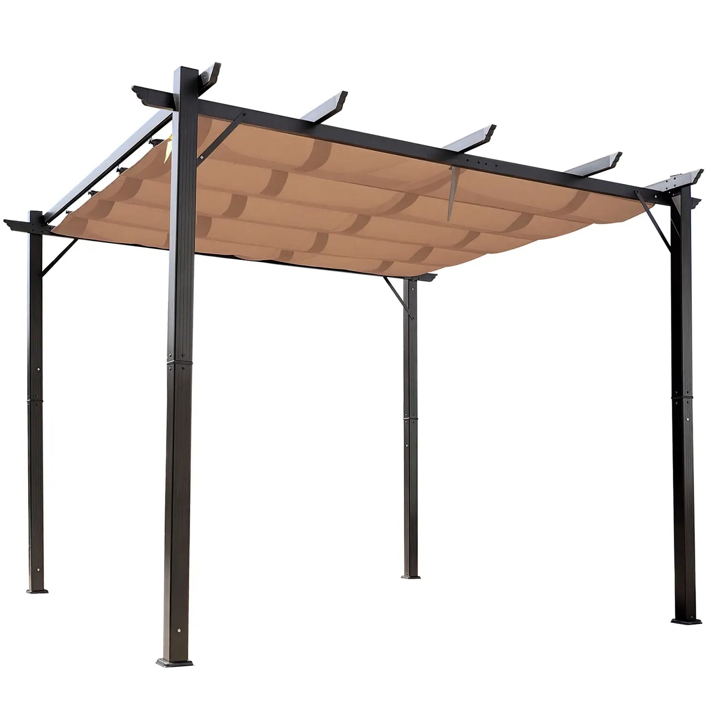 10' x 10' Aluminum Pergola Gazebo, Outdoor Canopy, Garden Sunshade Pergolas Coffee and Brown at Gallery Canada
