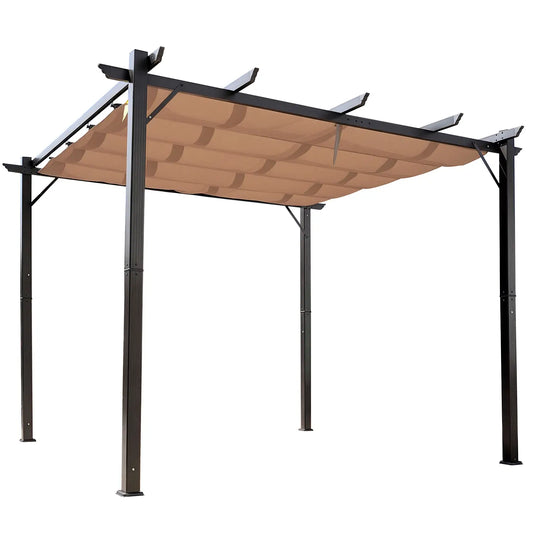 10' x 10' Aluminum Pergola Gazebo, Outdoor Canopy, Garden Sunshade Pergolas Coffee and Brown at Gallery Canada