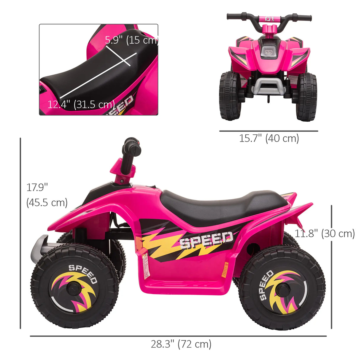 Kids Ride on ATV, 6V Battery Powered, for 18-36 Months, Pink
