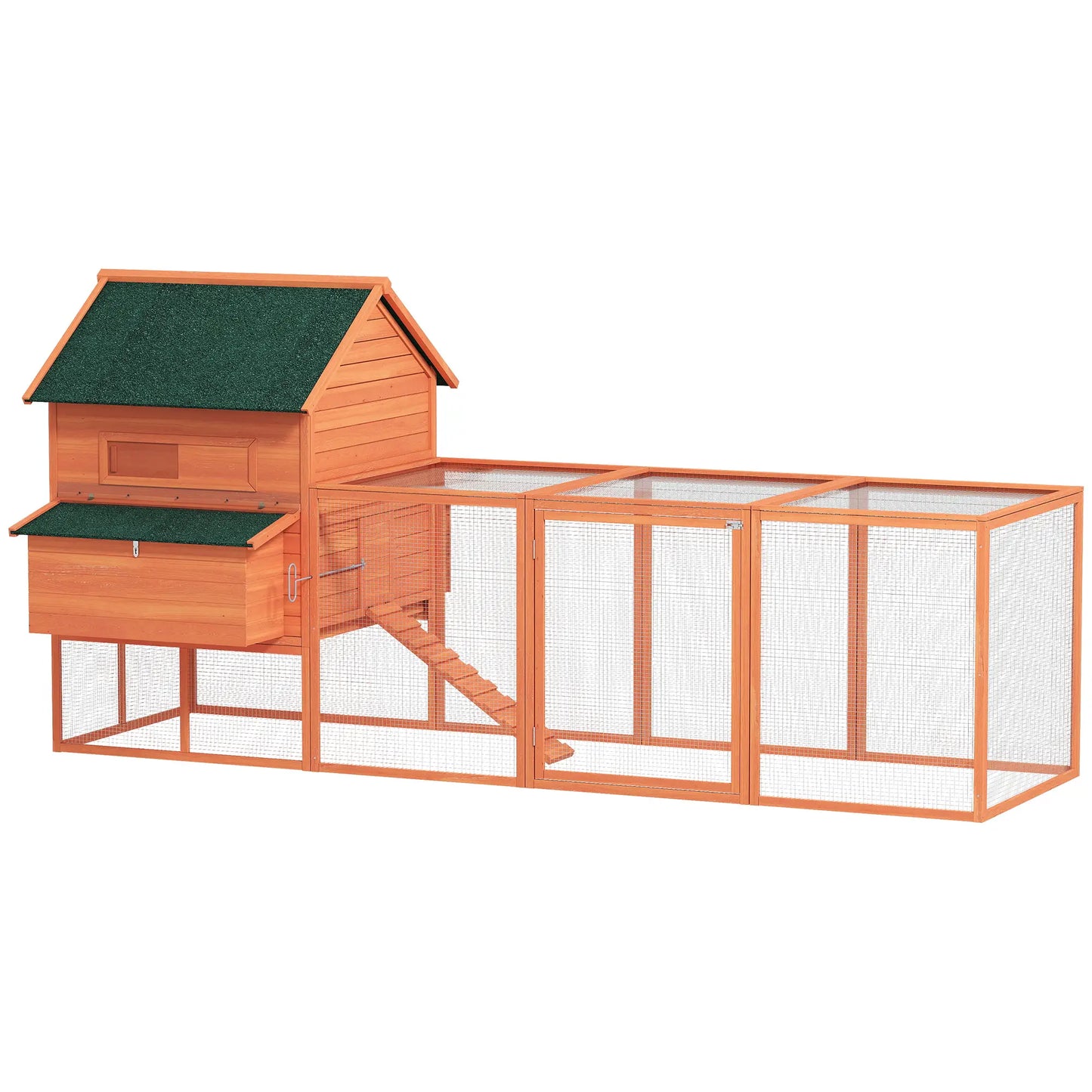 137" Wooden Chicken Coop With Run, Nesting Box, Orange Chicken Coops at Gallery Canada