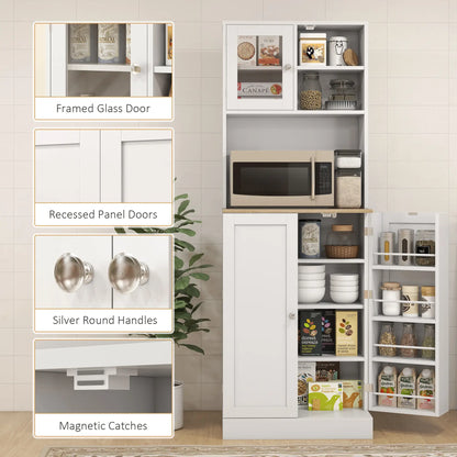 66.5" Tall Kitchen Pantry Cabinet, Microwave Hutch, Adjustable Shelves, White Kitchen Pantry Cabinets at Gallery Canada