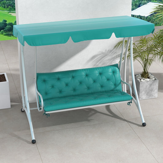 3-Seater Outdoor Bench Swing Chair Replacement Cushions for Patio Garden, Blue - Gallery Canada