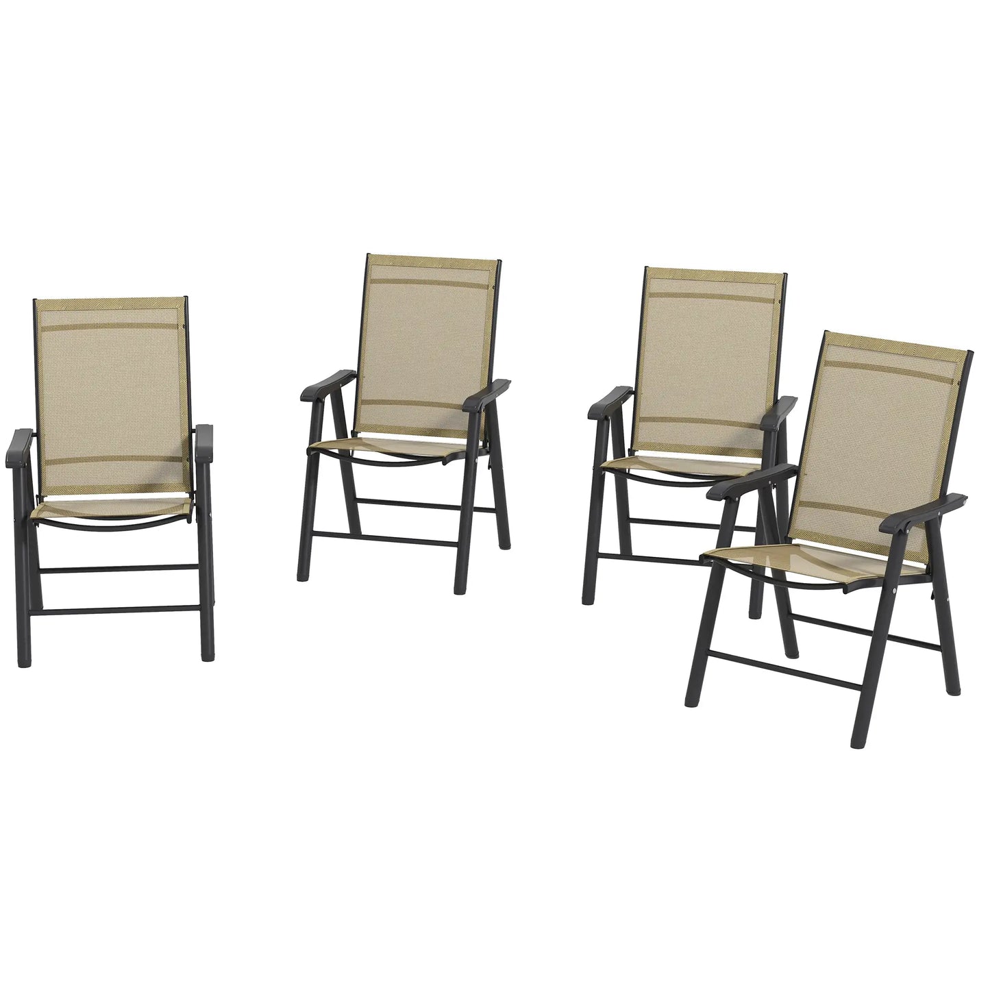 4-Piece Folding Chair Set, Patio Balcony Garden, Comfortable, Brown Patio Chairs Light Mixed Brown at Gallery Canada