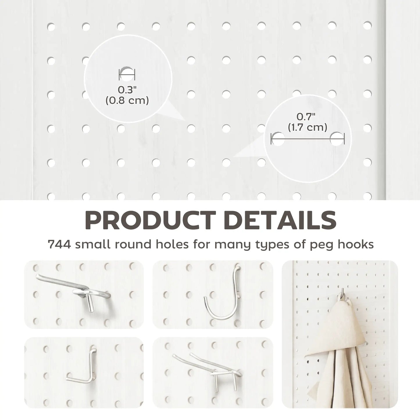 5.6 Ft. Tall 4-Panel Room Divider, Pegboard Privacy Screen, White Room Dividers at Gallery Canada