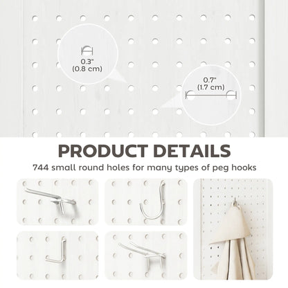 5.6 Ft. Tall 4-Panel Room Divider, Pegboard Privacy Screen, White Room Dividers at Gallery Canada