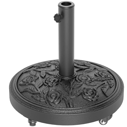 46 lbs Resin Round Patio Umbrella Base With Wheels, Black