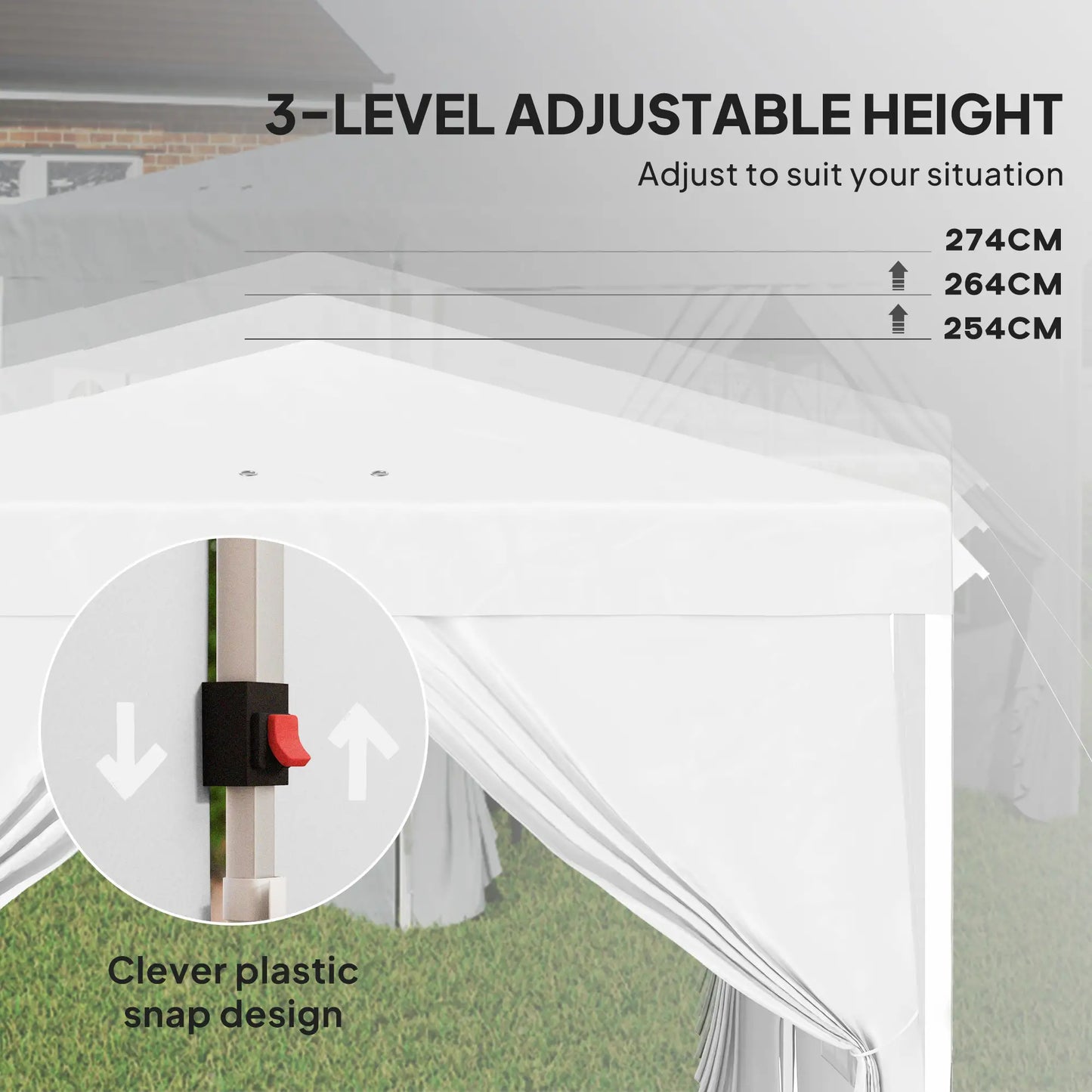 10' x 10' Pop-Up Canopy Tent, Height-Adjustable, Carry Bag Included, White Pop Up Canopies at Gallery Canada