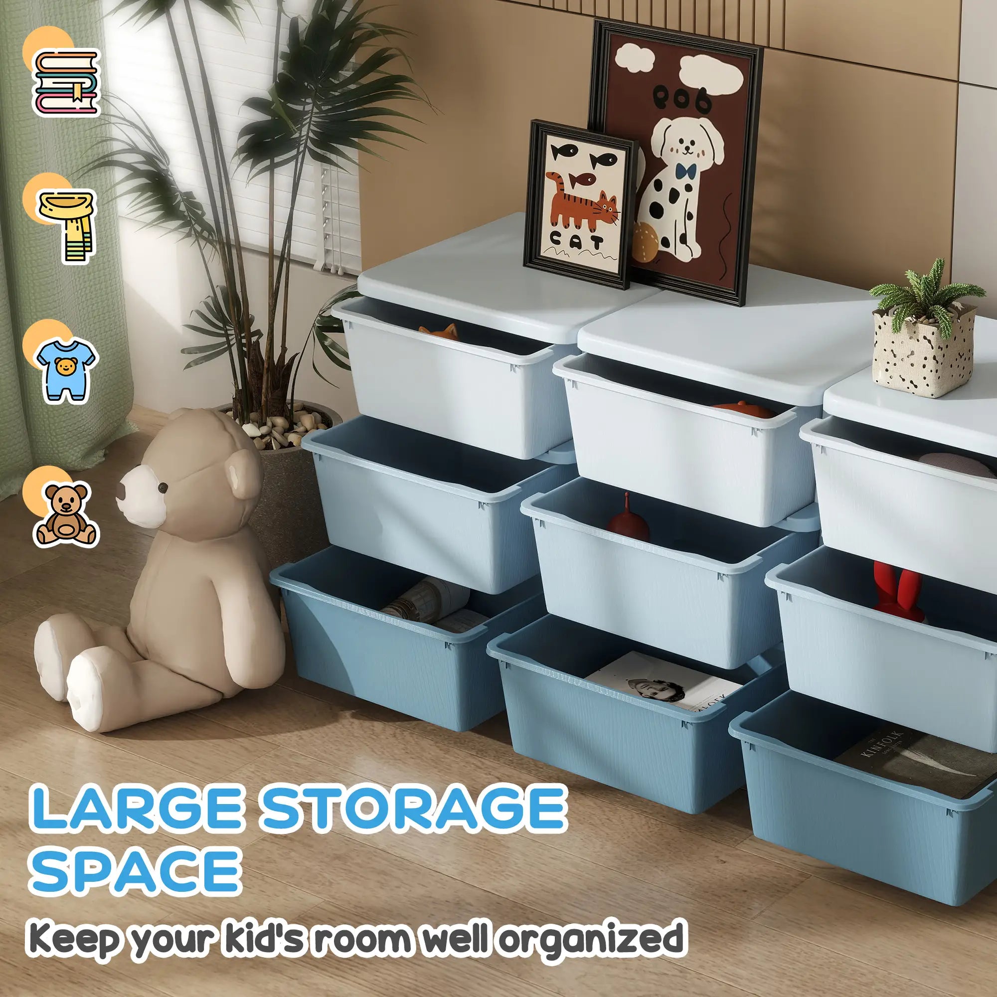 3 Tier Kids Toy Organizer, 9 Plastic Drawers, Blue Baby & Kids Storage at Gallery Canada