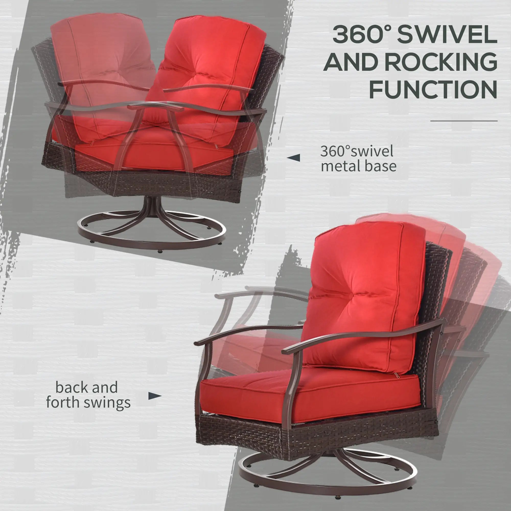 4 PCS PE Rattan Wicker Sofa Set, Outdoor Conversation Furniture, Two Tier Tea Table, Cushions, Red Patio Furniture Sets at Gallery Canada