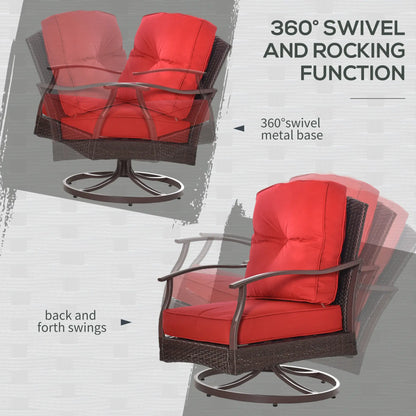 4 PCS PE Rattan Wicker Sofa Set, Outdoor Conversation Furniture, Two Tier Tea Table, Cushions, Red Patio Furniture Sets at Gallery Canada