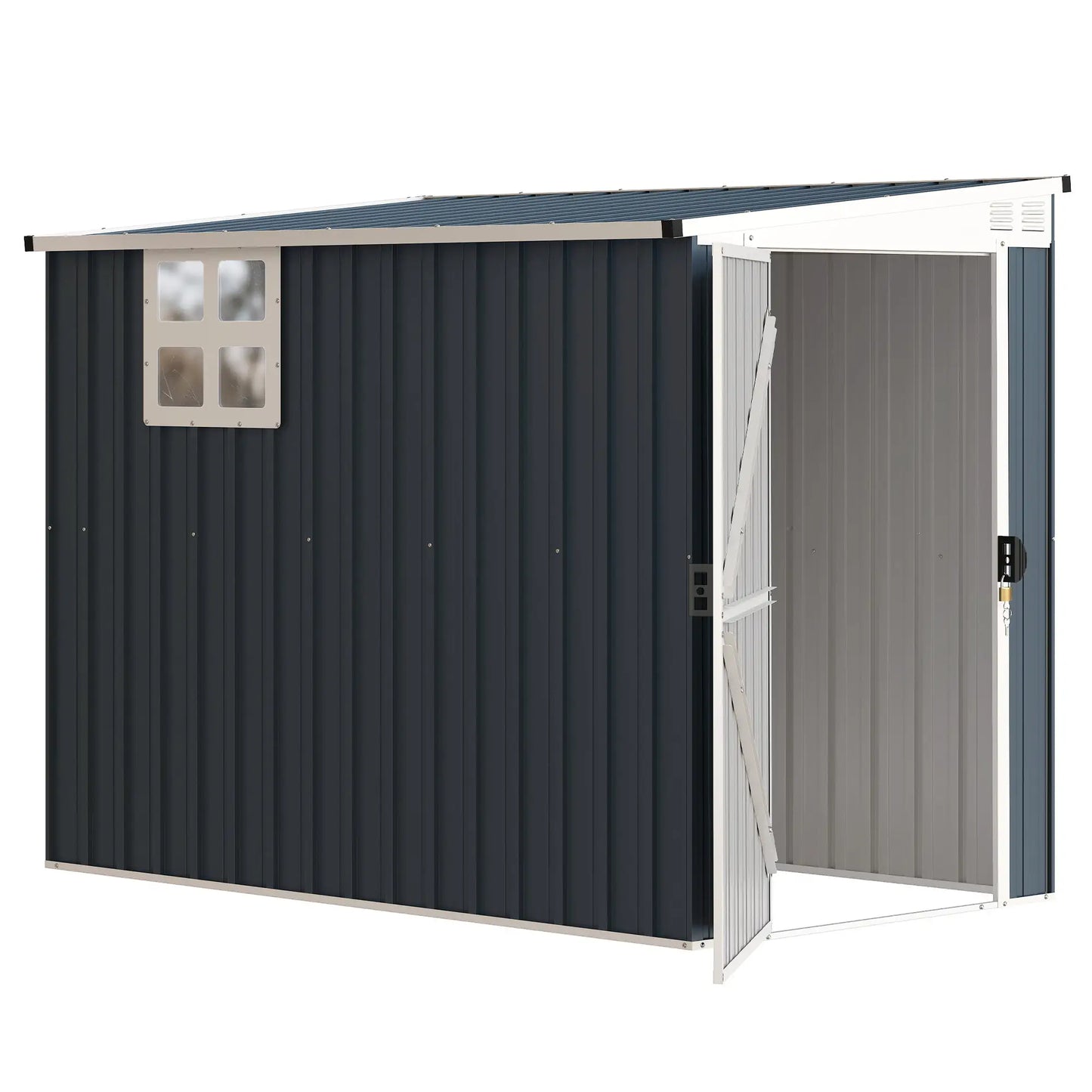 4' x 8' Metal Garden Shed, Outdoor Storage with Window, 2 Vents, Lockable Door Sheds Dark Grey at Gallery Canada
