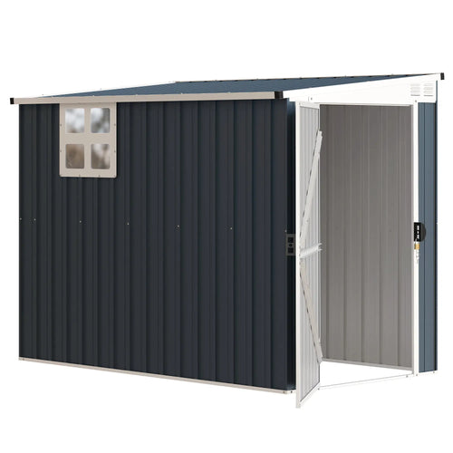 4' x 8' Metal Garden Shed, Outdoor Storage with Window, 2 Vents, Lockable Door